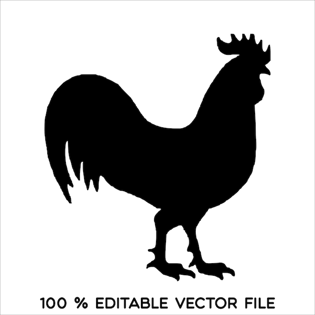 Вектор Викторный силуэт курицы, изолированный на белом фоне