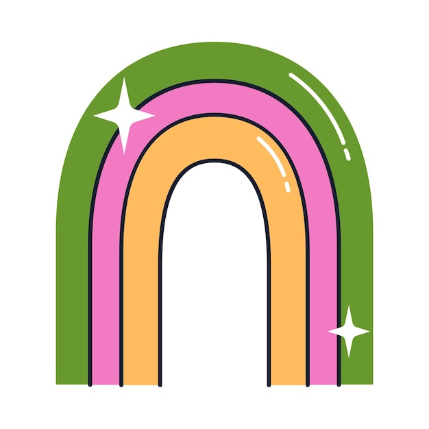 Векторная детская яркая радуга позитивная иллюстрация с красочной радугой и звездами симпатичная дуга в плоском дизайне