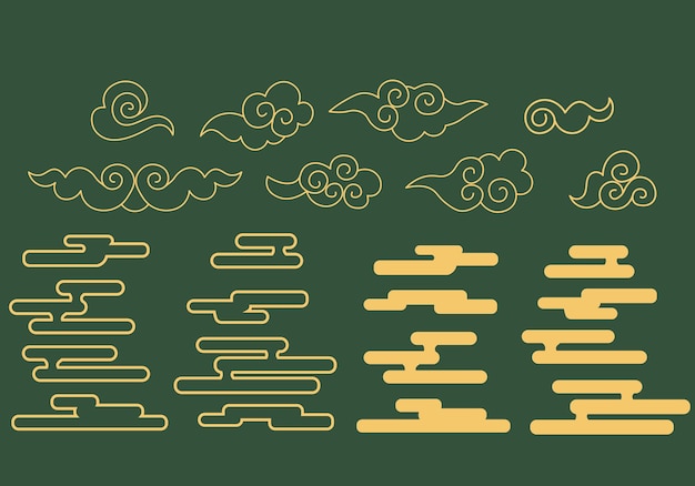 Векторные китайские облачные восточные элементы векторная иллюстрация