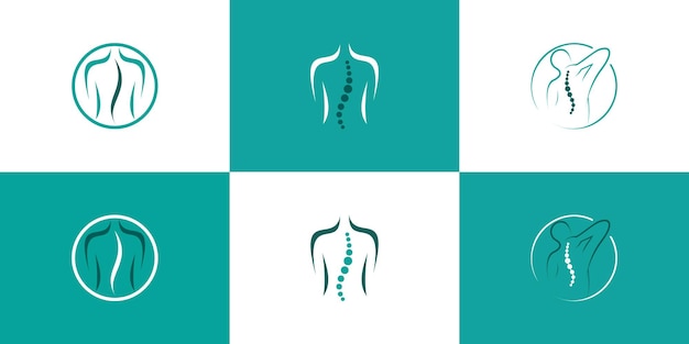 Vettore disegno del logo vettoriale dell'icona chiropratica vettoriale con vettore premium creativo unico per il concetto di set