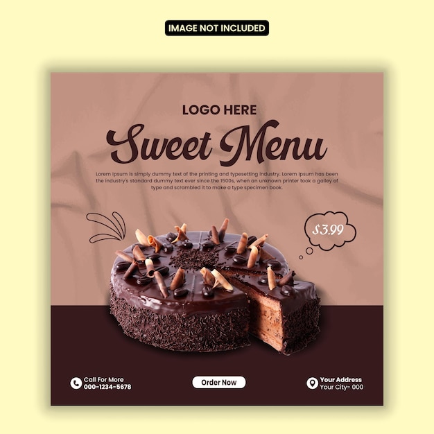 Vector chocoladetaart social media banner post design template