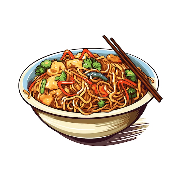 Vector vector of chow mein food illustration