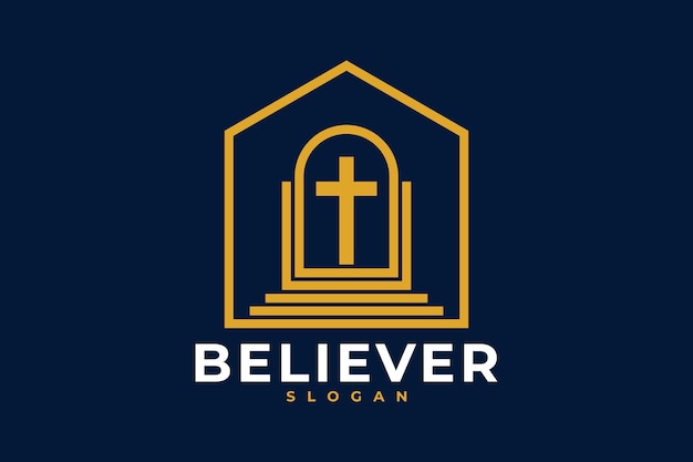 Vector christian church logo design (ontwerp van het logo van de christelijke kerk)