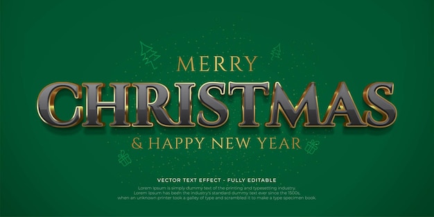Vector christmas 3d text effect with black gold on green background
