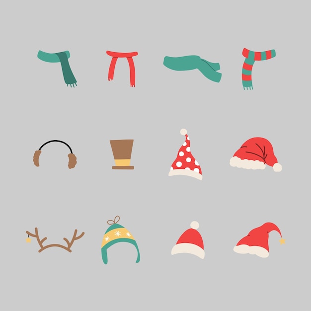 Vector christmas accessories set