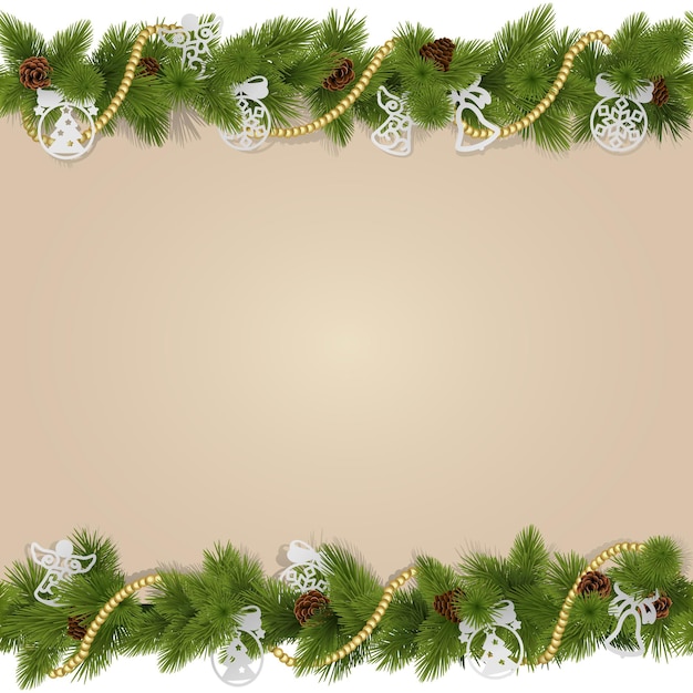 Векторный новогодний фон с украшениями, изолированные на белом фоне
