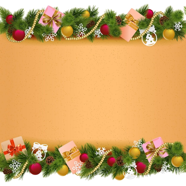 Vector christmas border with paper scroll