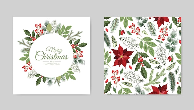 Vector christmas cards set. holiday party card templates design