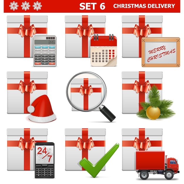 Vector christmas delivery set 6