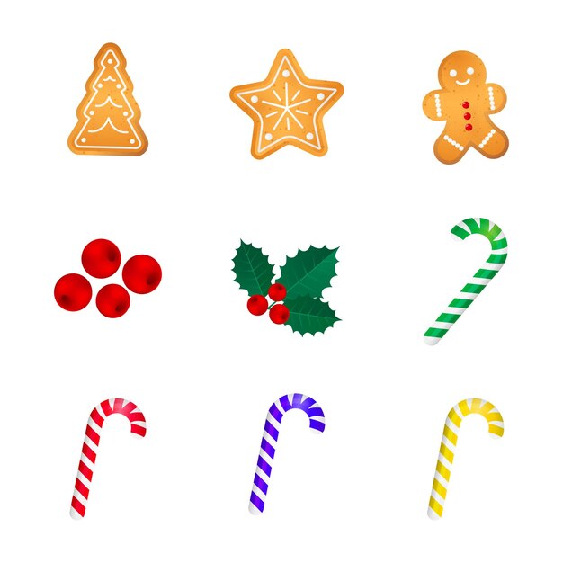 Vector christmas gingerbread cookies on white background