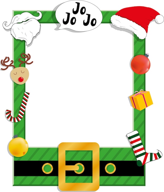 Vector of Christmas green photo frame Christmas photo booth concept