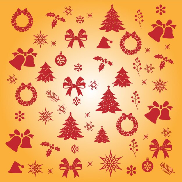 Vector christmas icons christmas silhouettes isolated background vector winter black icon