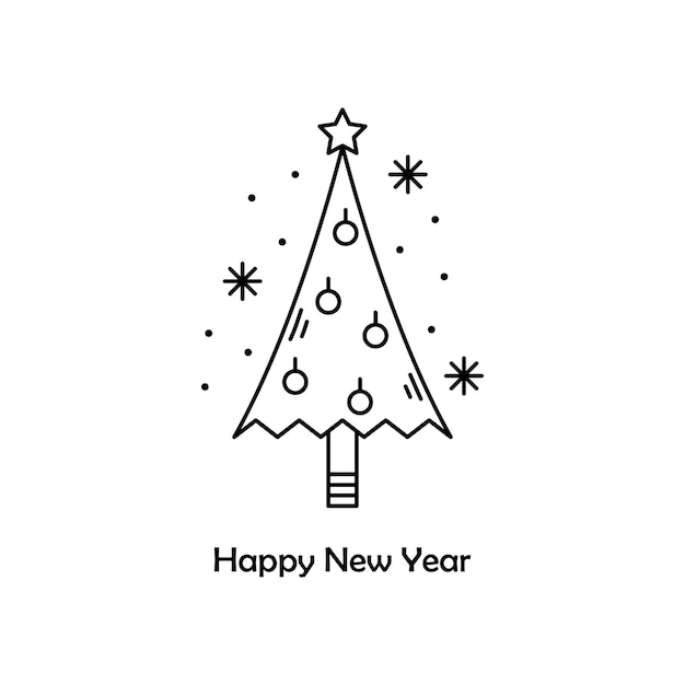 Векторная иллюстрация рождества. новый год значок наброски. рождественская елка