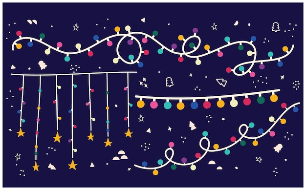 Vector vector of the christmas lights bundle