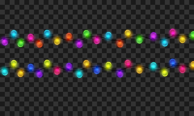 Vector christmas lights isolated on transparent background