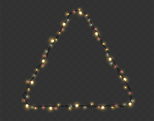 Vector Christmas lights string triangle shape