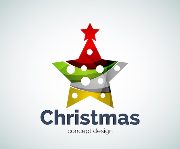 ベクトル クリスマスまたは新年の星の装飾のロゴのテンプレート