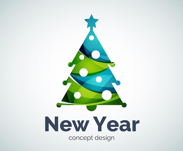 Vector Christmas or New Year tree logo template