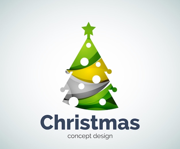 Векторный шаблон логотипа рождественской или новогодней елки