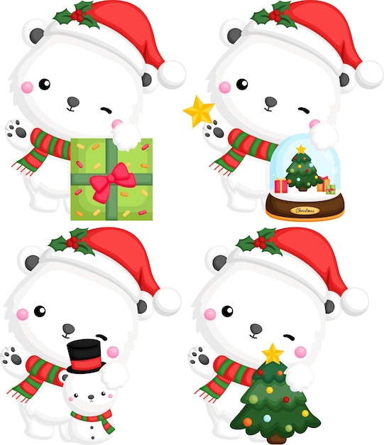 A vector of christmas objects and animals in black and white