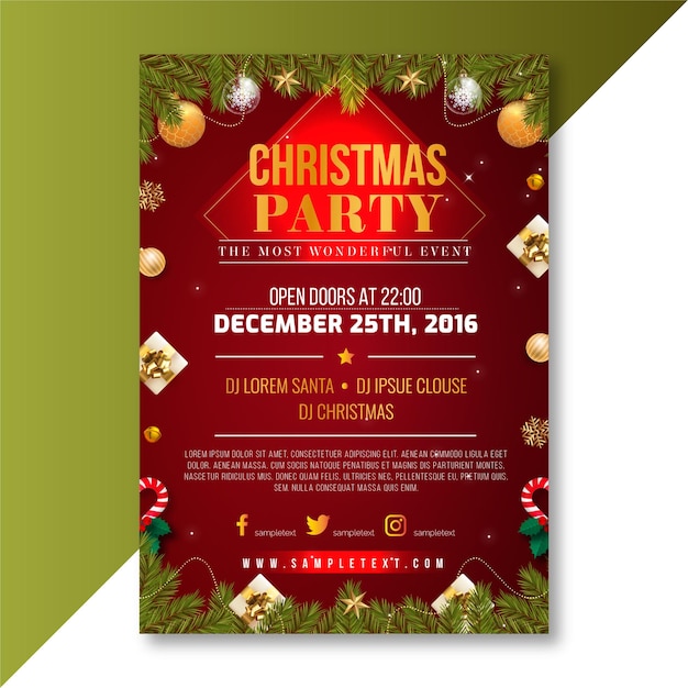 Vector vector christmas party flyer template with photo