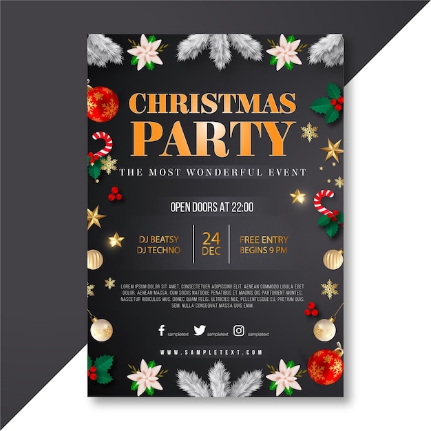 vector christmas party poster template with photo