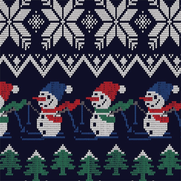 Вектор Векторный рождественский узор вязаный фон xmas зима текстура вязать бесшовный принт свитер