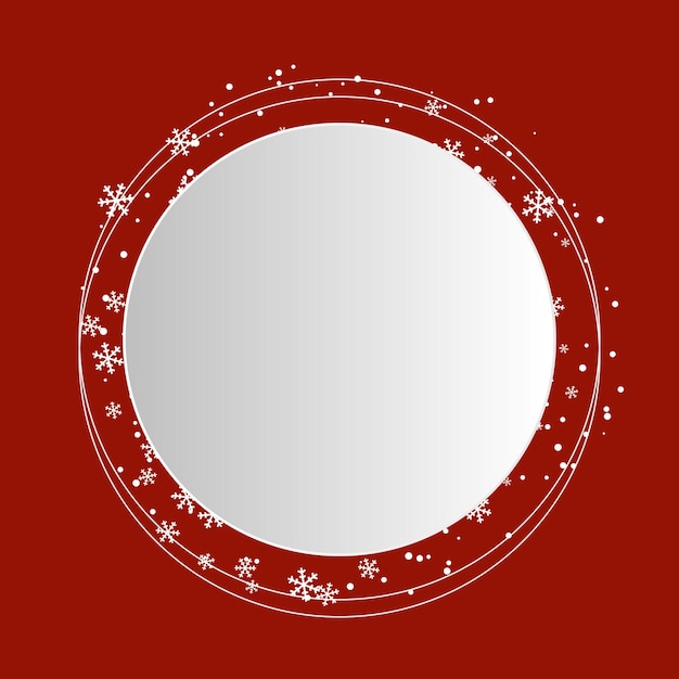 Vector christmas red greeting card with round place for text and snowflakes