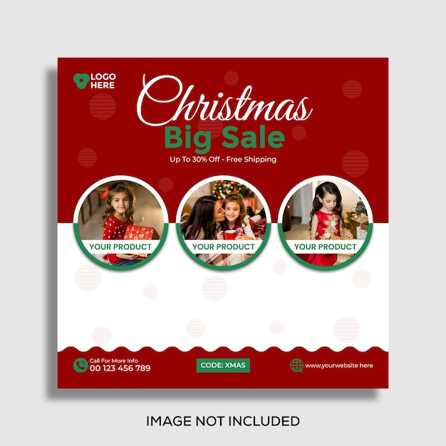 Vector christmas sale social media post web banner design