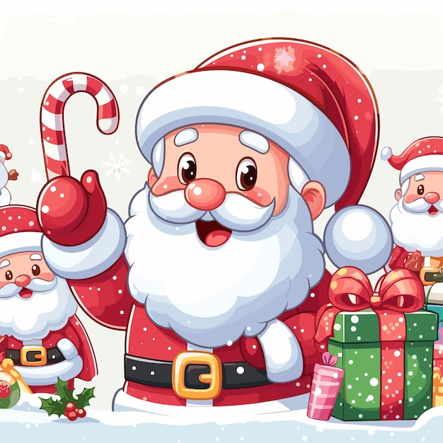 Vector christmas santa claus with a sack of gifts