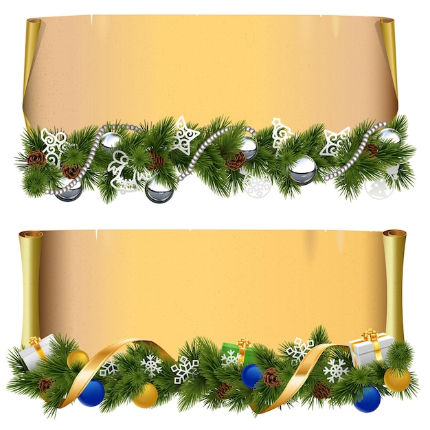 Vector vector christmas scroll set 2