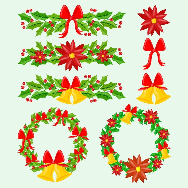 vector christmas set colorful garland