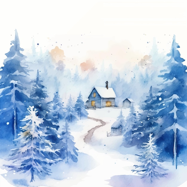 Вектор Вектор рождества снежно-голубой лес