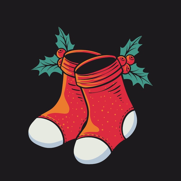 Vector vector christmas socks retro illustration