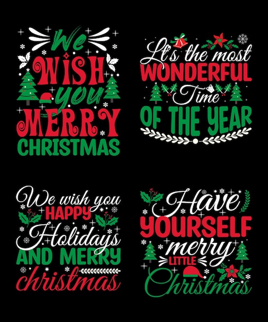 Vettore vector christmas t-shirt design bundle natale t-shirt citazioni su natale