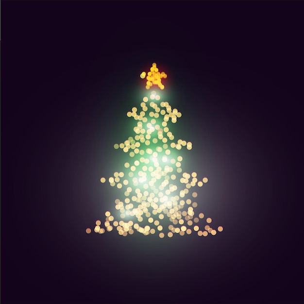 Vector vector christmas tree bokeh lights on dark background decorative christmas design element