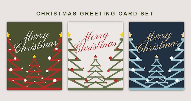 vector christmas tree greeting card set with elegant handwriting
