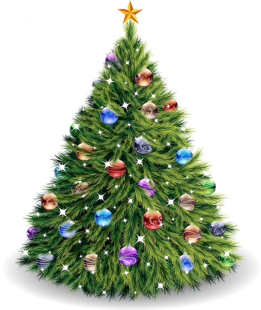 Vector Christmas Tree isolated on white.