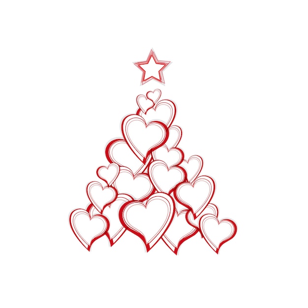 Вектор Вектор рождественская елка с сердечками