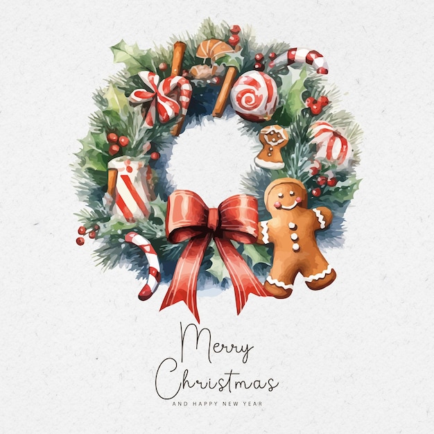 Вектор Векторный рождественский венок милый 3d с поздравительной карточкой merry christmas eps