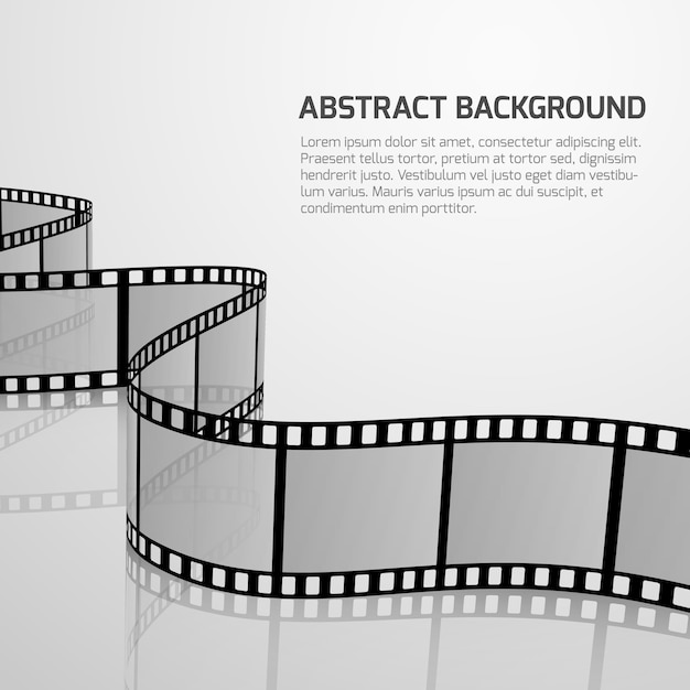 Vector cinema movie background with retro film strip roll