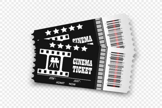 Vector vector cinema tickets isolated on transparent background. realistic cinema entrance ticket.