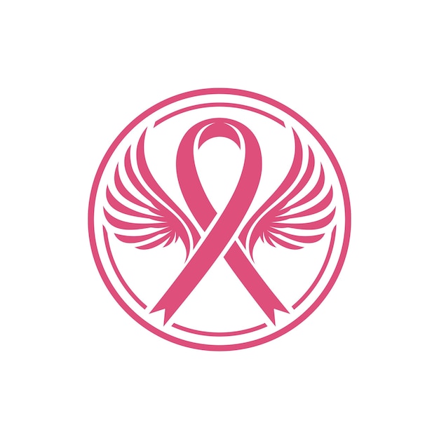 Vettore cerchio vettoriale fondazione per il cancro al seno con logo a nastro rosa modello di progettazione del simbolo