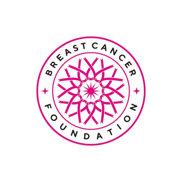 Векторный круг рак молочной железы с розовой лентой в форме символа шаблона дизайна логотипа