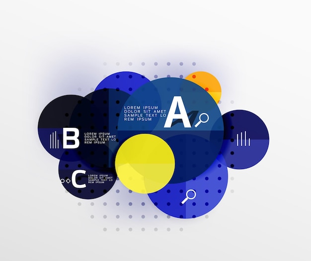 Il cerchio vettoriale bolle lo sfondo geometrico moderno con il disegno della lettera di opzione sfondo del modello vettoriale per le opzioni del numero del diagramma di layout del flusso di lavoro o il web design