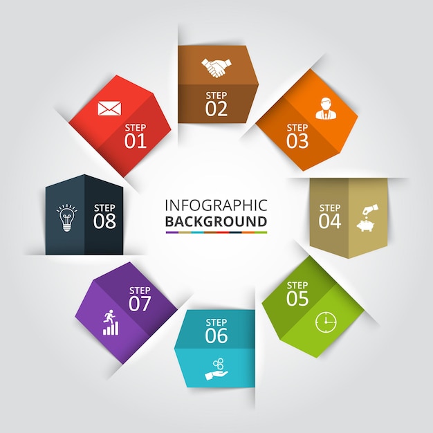 Vector circle element for infographic. Template for cycling diagram, graph, presentation. Business concept with 8 options, parts, steps or processes. Abstract background.