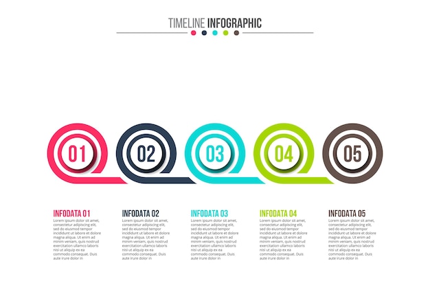 インフォ グラフィック タイムライン コンセプトのベクトル円要素 5 オプション パーツ手順またはプロセス