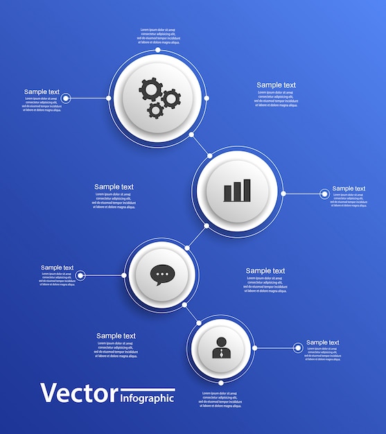 Vector circle infographic on blue backgraund