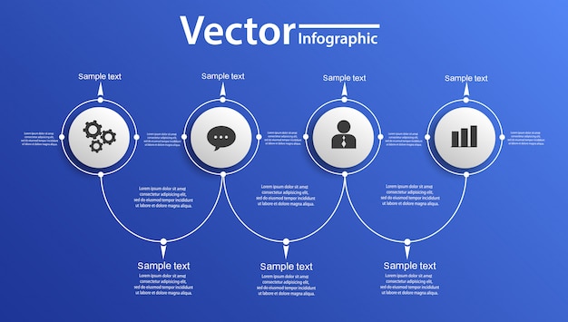 Vector circle infographic on blue backgraund