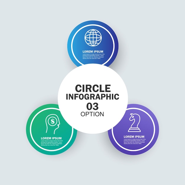 Vector circle infographic diagram 3 options